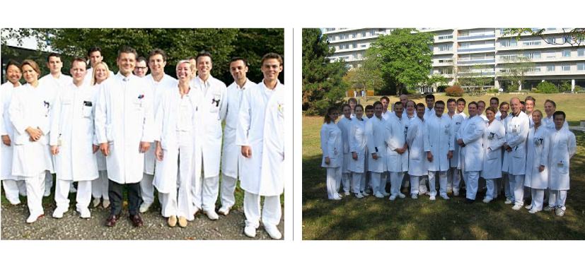 Gruppenfoto der ärztlichen Mitarbeiter der PHW und Prof. Vogt aus dem Jahr 2005 und 2009
