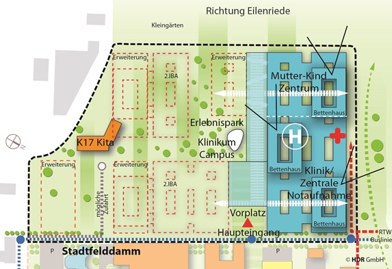 Lageplan neues Baufeld am Stadtfelddamm - MHH Neubau Universitätsmedizin