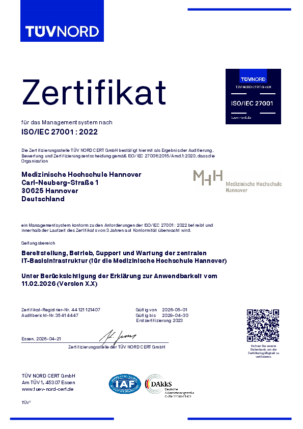 Das TÜV-Zertifikat ISO/IEC 27001:2022