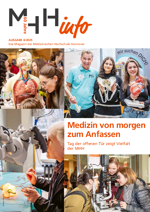 Titelbild des MHHinfo: Medizin von morgen zum Anfassen. Tag der offenen Tür zeigt Vielfalt der MHH.