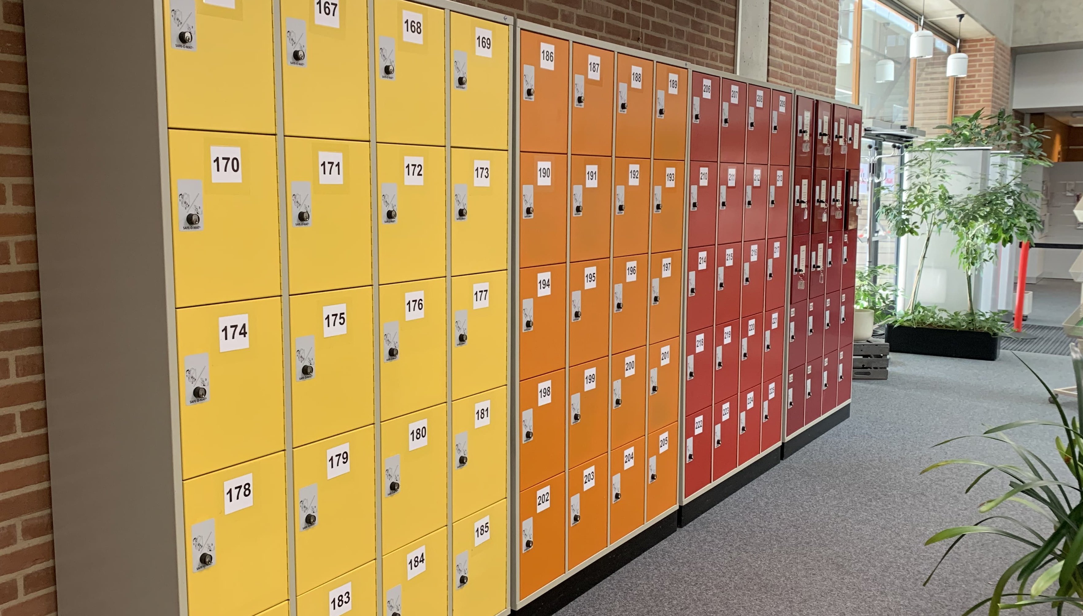 Lockers in the library foyer