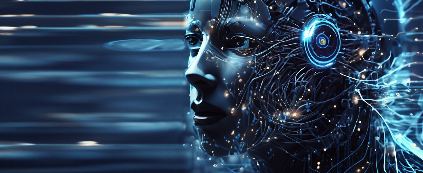 Eine Grafik mit einem menschlichen Kopf, der von elektrischen Leitungen durchzogen ist. 