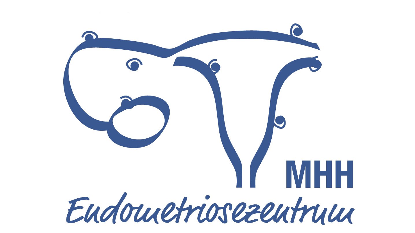 Logo MHH Endometriosezentrum - Konturen einer Gebärmutter mit einem linken Eierstock