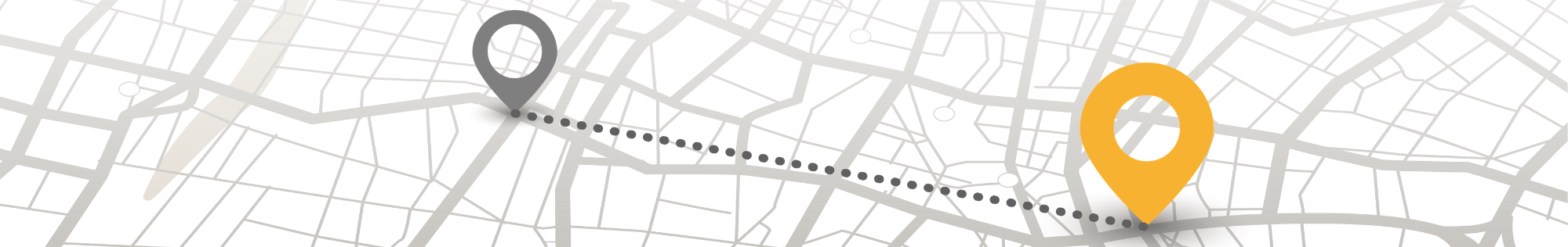 The picture shows a map with two location pins connected by a line.