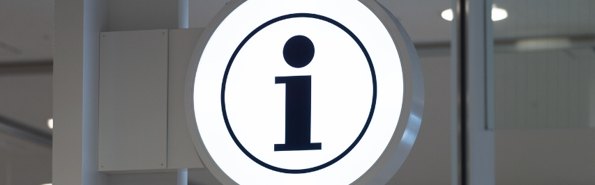 Rundes Schild mit I wie Information