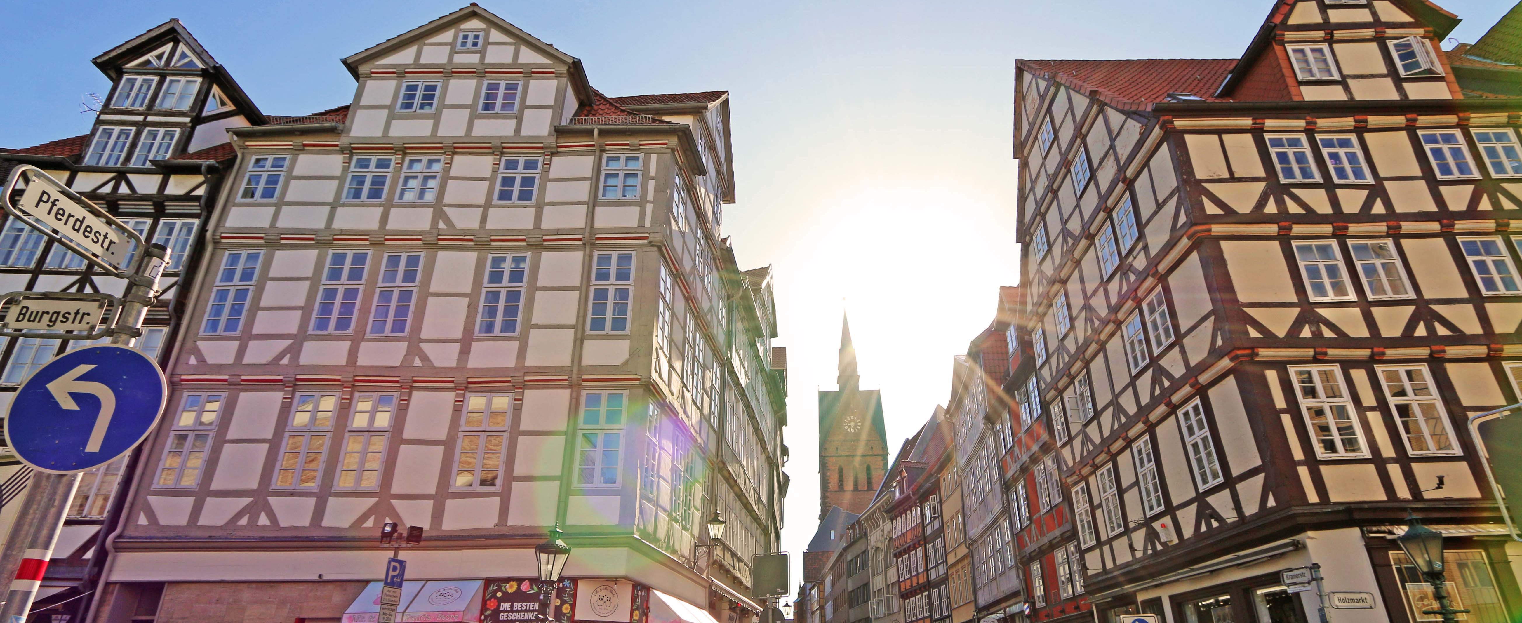 Several half-timbered houses in the old town of Hanover