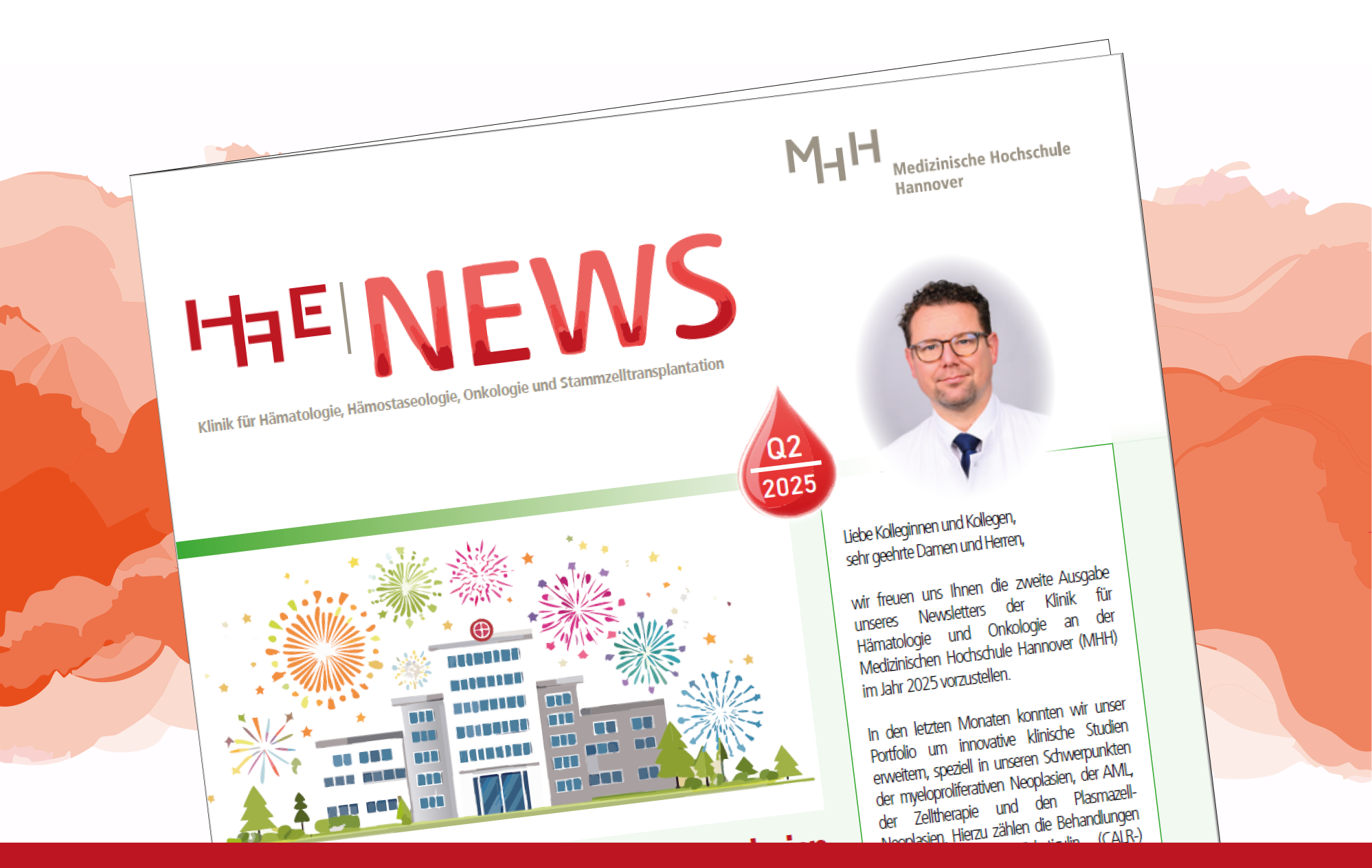 Icon auf dem eine miniaturisierte Vorschau des Klinik-Newsletters der Hämatologie-Klinik zu sehen ist.
