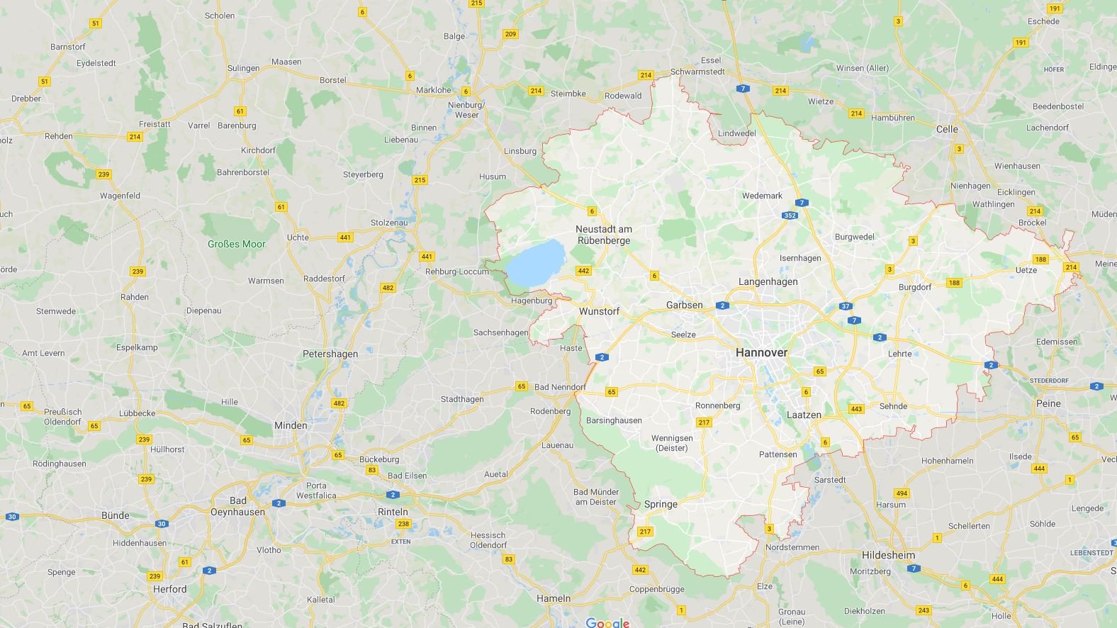 Eine Übersichtskarte über das Erhebungsgebiet die Region Hannover.