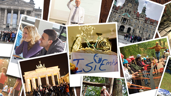 [Translate to Englisch:] Neben- und übereinanderliegende Polaroidbilder von Auslandsaufenthalten