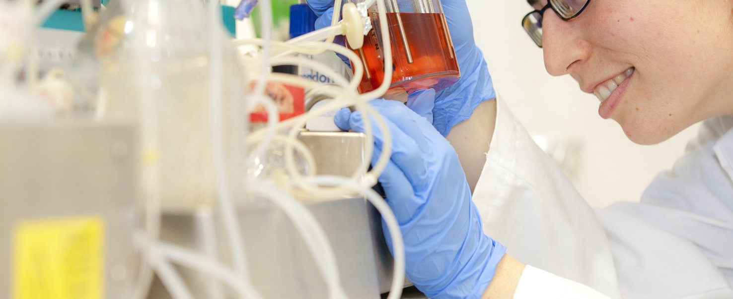 Scientist with flask