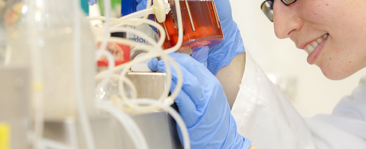 Scientist with flask