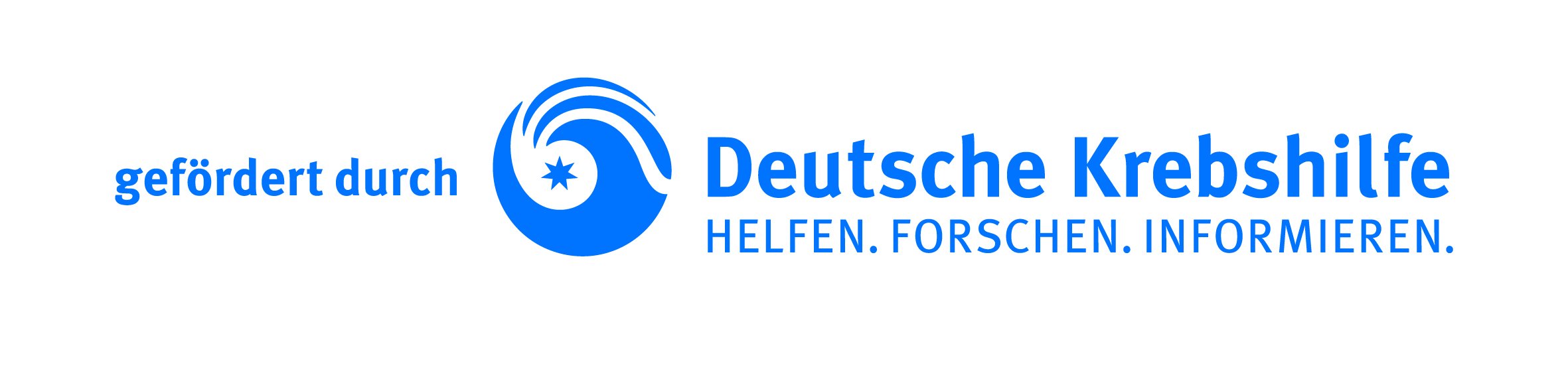 Deutsche Krebshilfe Logo: "gefördert durch Deutsche Krebshilfe. Helfen. Forschen. Informieren.