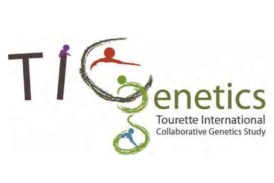 Es ist ein Logo von der Studie mit den Buchstaben in verschiedenen Schriften und Farben: Tic genetics