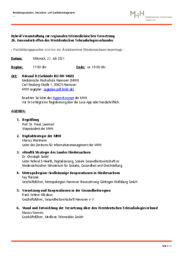 Medizinische Hochschule Hannover : Hybrid-Veranstaltung zur ...