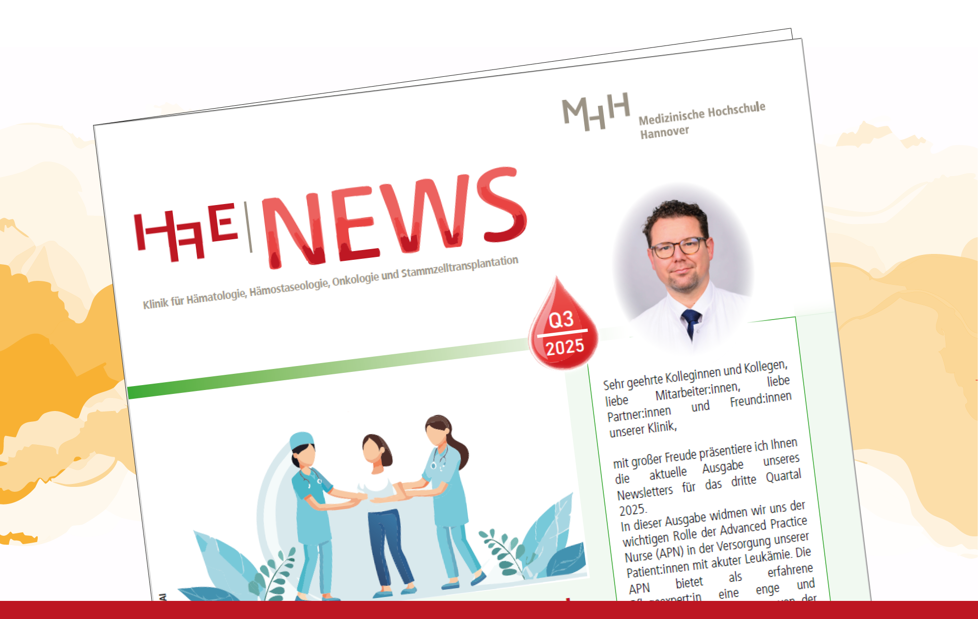 Icon auf dem eine miniaturisierte Vorschau des Klinik-Newsletters der Hämatologie-Klinik zu sehen ist.