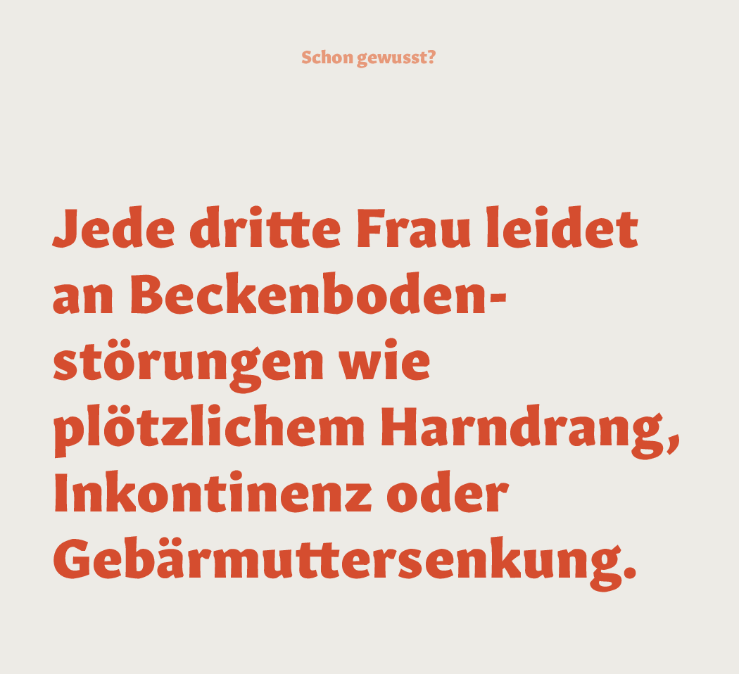 MHH-Frauenklinik Text: "Schon gewusst? Jede dritte Frau leidet an Beckenboden-störungen wie plötzlicherm Harndrang, Inkontinenz oder Gebärmuttersenkung."