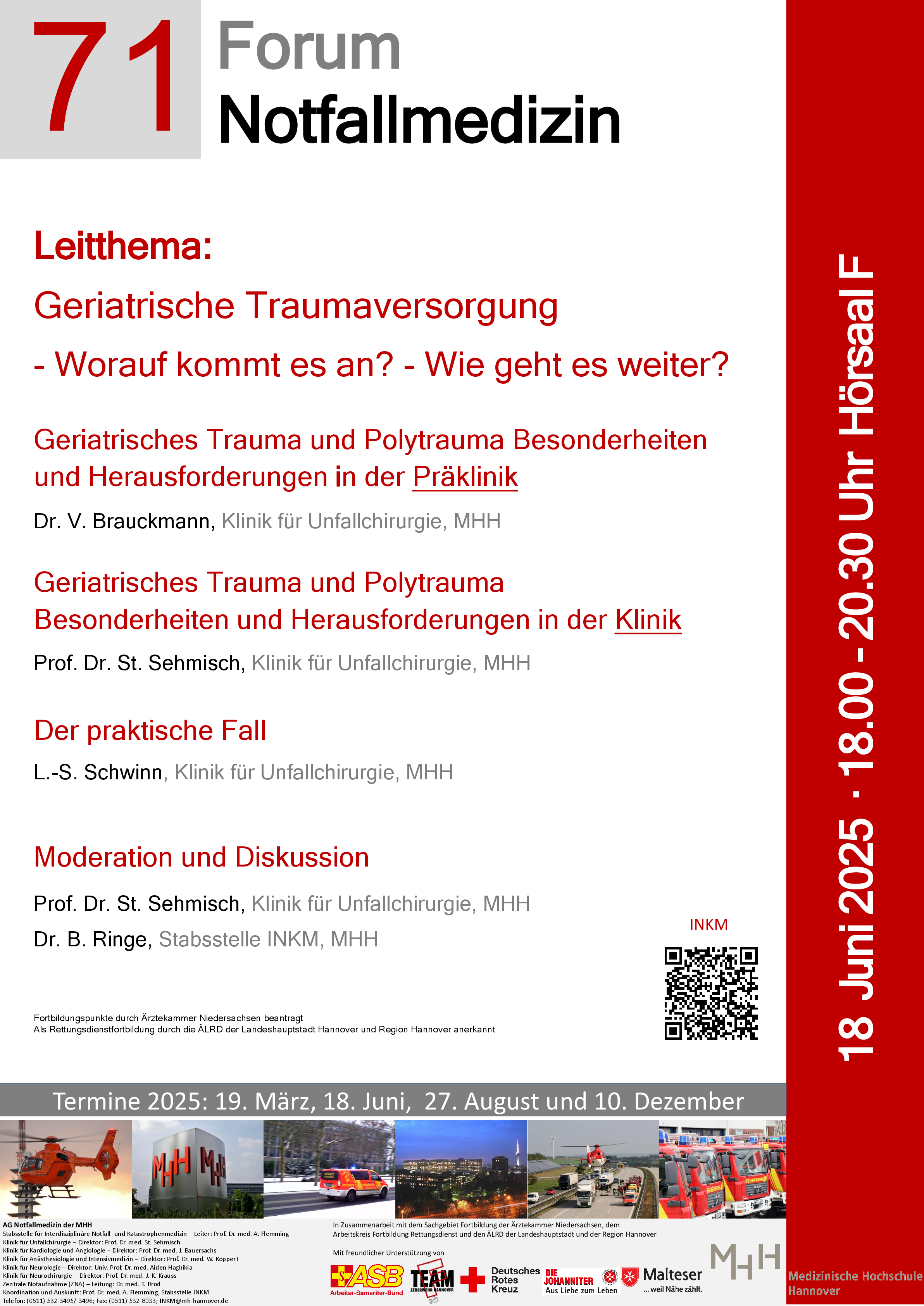 Veranstaltungsprogramm des 71. Forums Notfallmedizin an der MHH