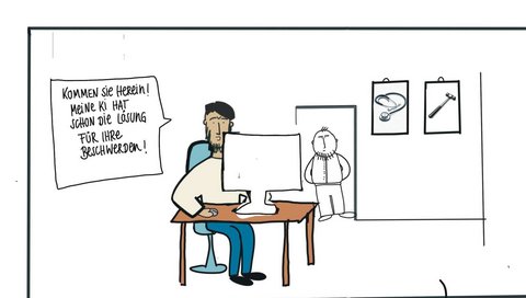 Es ist ein Comic aus dem Graphic Recording des Projekts „Mein Doktor, die KI und ich“