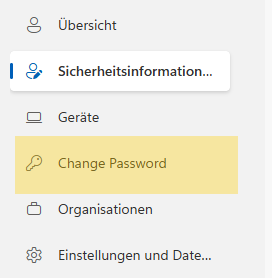 Linke Menünavigation der Profilseite