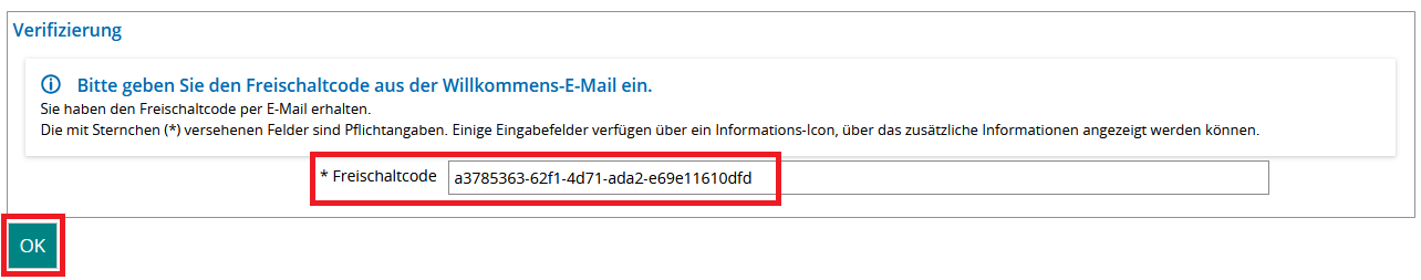 Eingetragener Verfikations-Code
