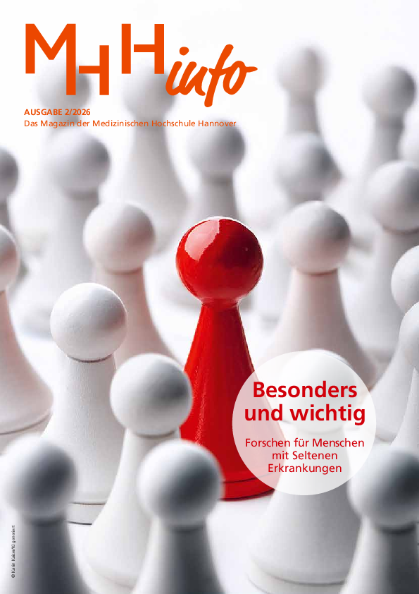 Titelbild des MHHinfos: Besonders und wichtig: Forschen für Menschen mit Seltenen Erkrankungen.