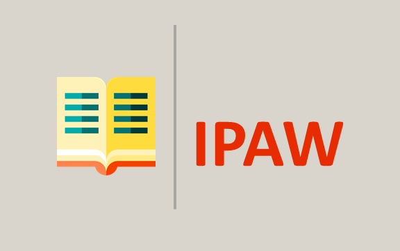 Ein Icon geöffnetes Buch und vier Buchstaben IPAW