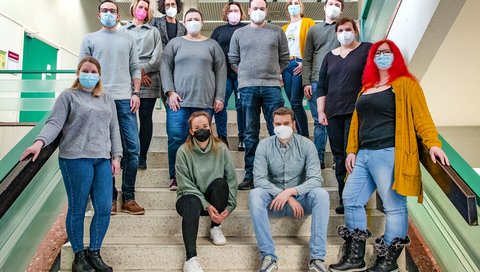 Gruppenfoto von Teilnehmenden am Personalentwicklungsprogramm Pflegehoch3