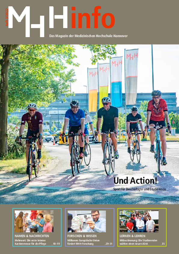 Cover des MHH-Infos: Und Action! Sport für Beschäftigte und Studierende