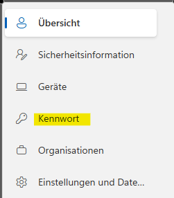 Linke Menünavigation der Profilseite