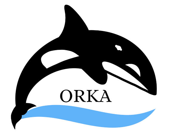 Ein Orka und eine blaue Welle bilden das Projektlogo.