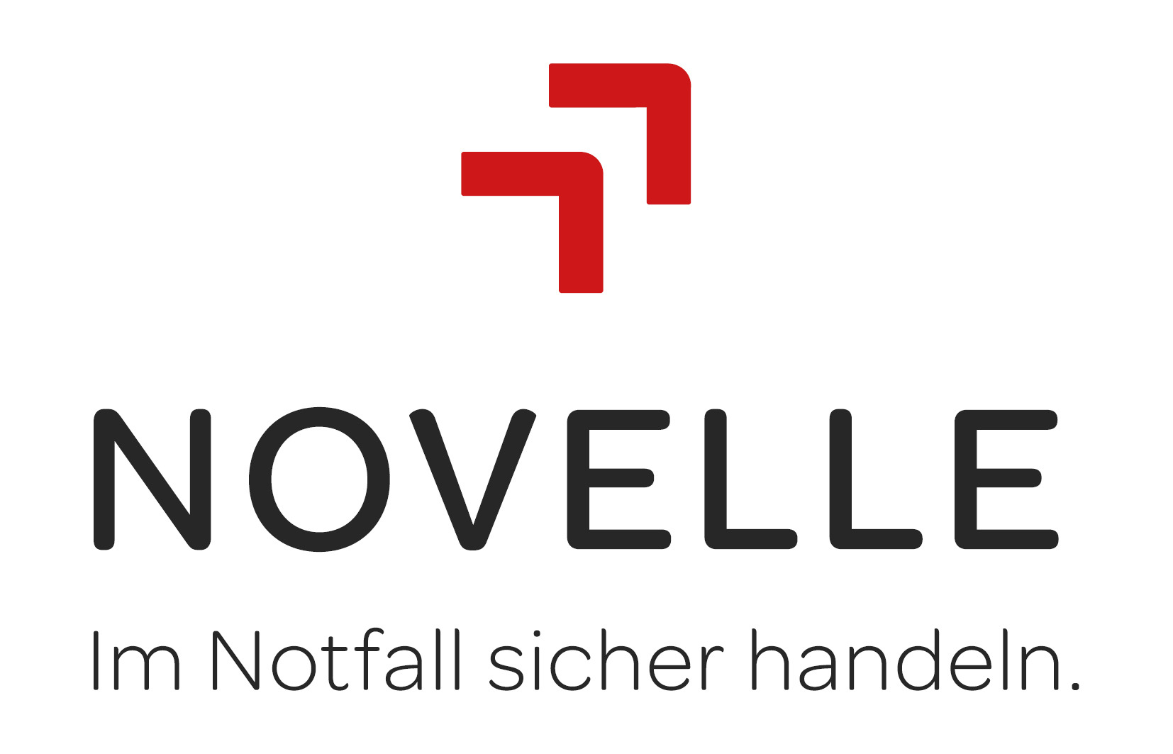 Zwei Rote Ecken bilden das Logo des Projekts NOVELLE – Im Notfall sichern handeln.