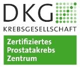 DKG Logo Krebgesellschaft auf dem steht "Zertifiziertes Prostatakrebs Zentrum".