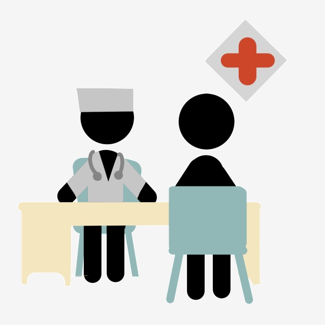 Grafik Patient-Arzt Grafisches Bild eines Patienten im Gespräch mit einem Arzt