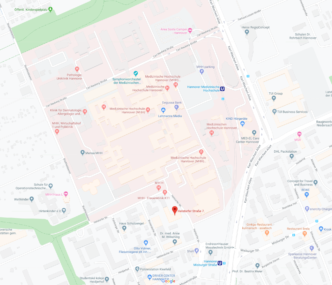 Ausschnitt aus google Maps mit der Ansicht der Medizinischen Hochschule Hannover