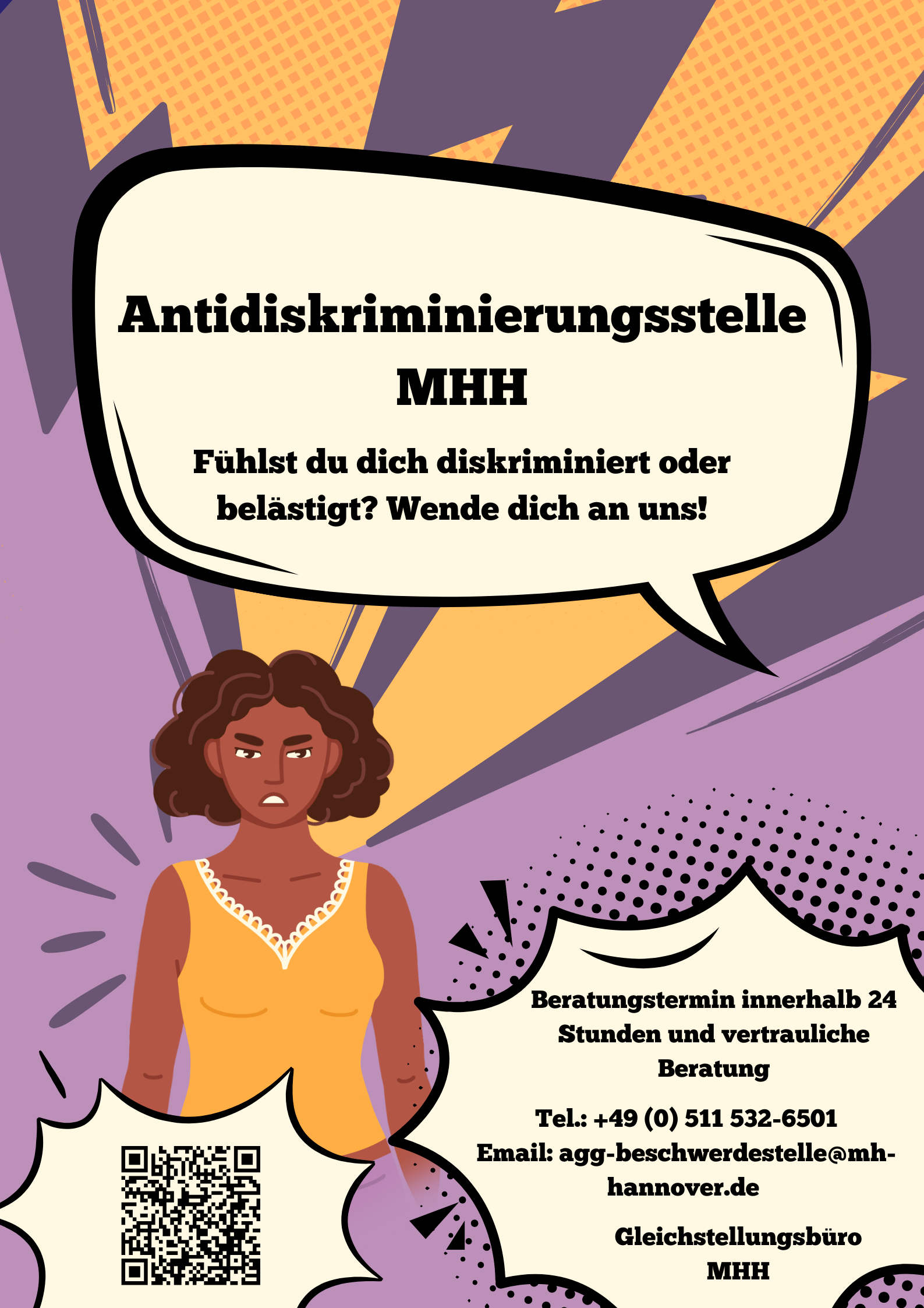 Poster der AGG-Beschwerdestelle des Gleichstellungsbüros der MHH.