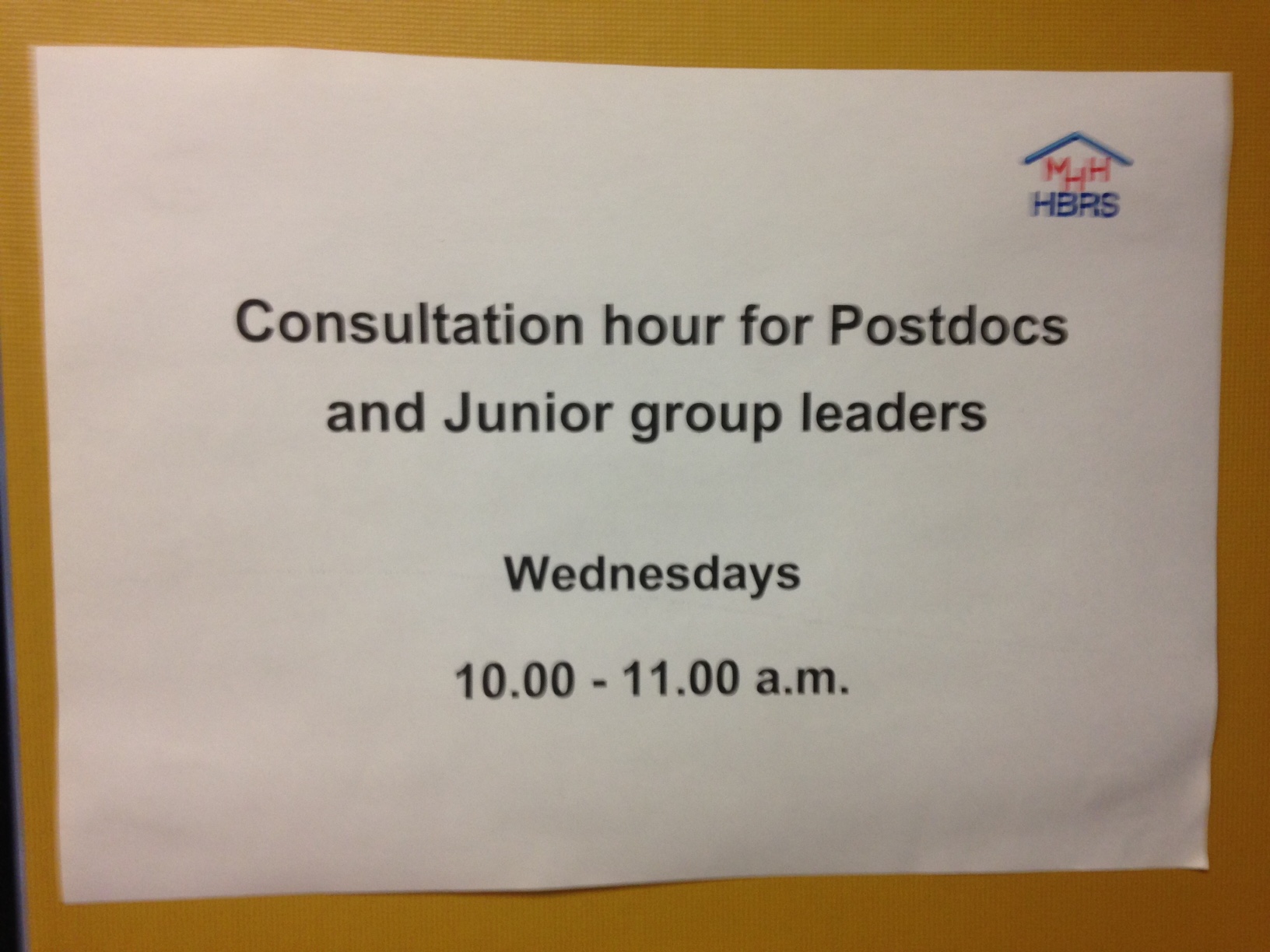picture of announcement of Consultation hour for Postdocs