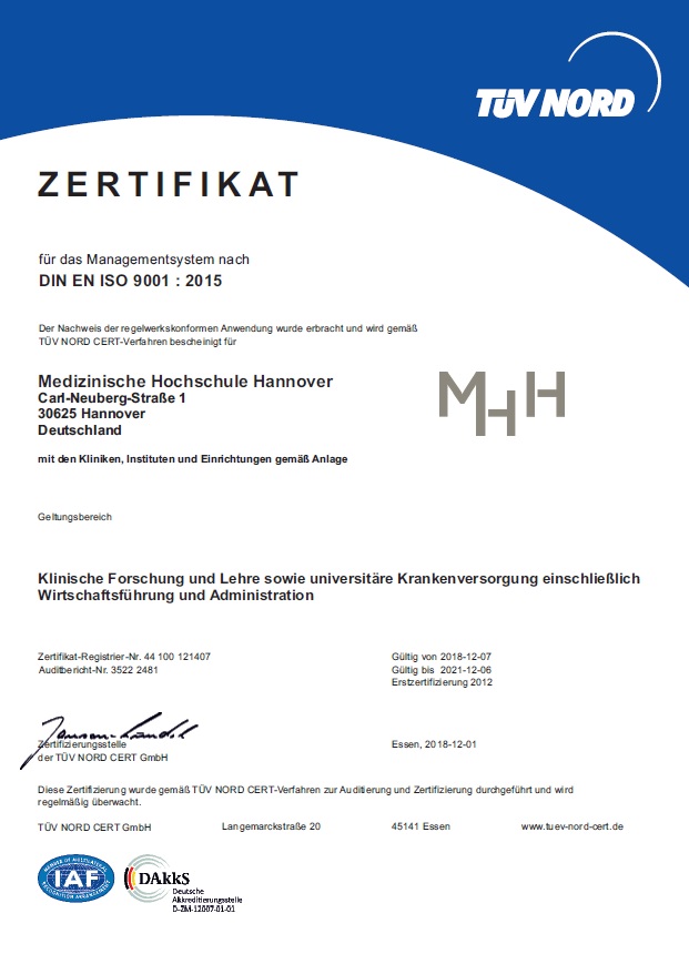 MHH Zertifikat 90001:2015 MHH Zertifikat 90001:2015