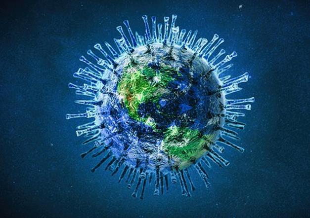 Coronavirus als Weltkugel dargestellt
