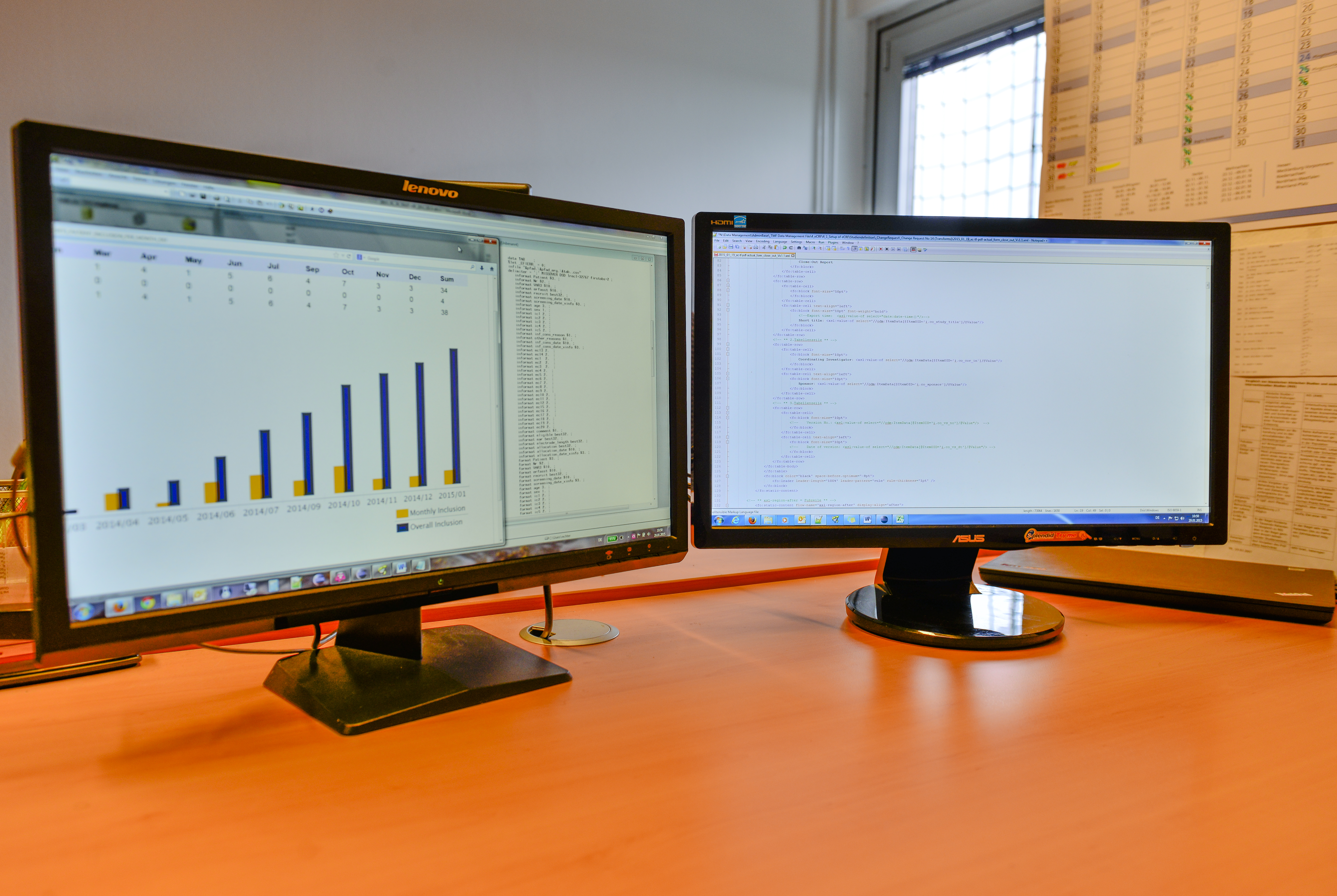 Zwei Monitore mit Diagrammen
