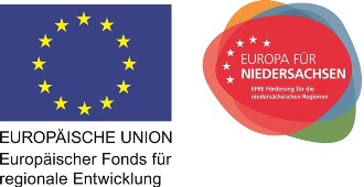 Links ist die Europäische Flagge, Rechts ist das Logo Europa für Niedersachsen