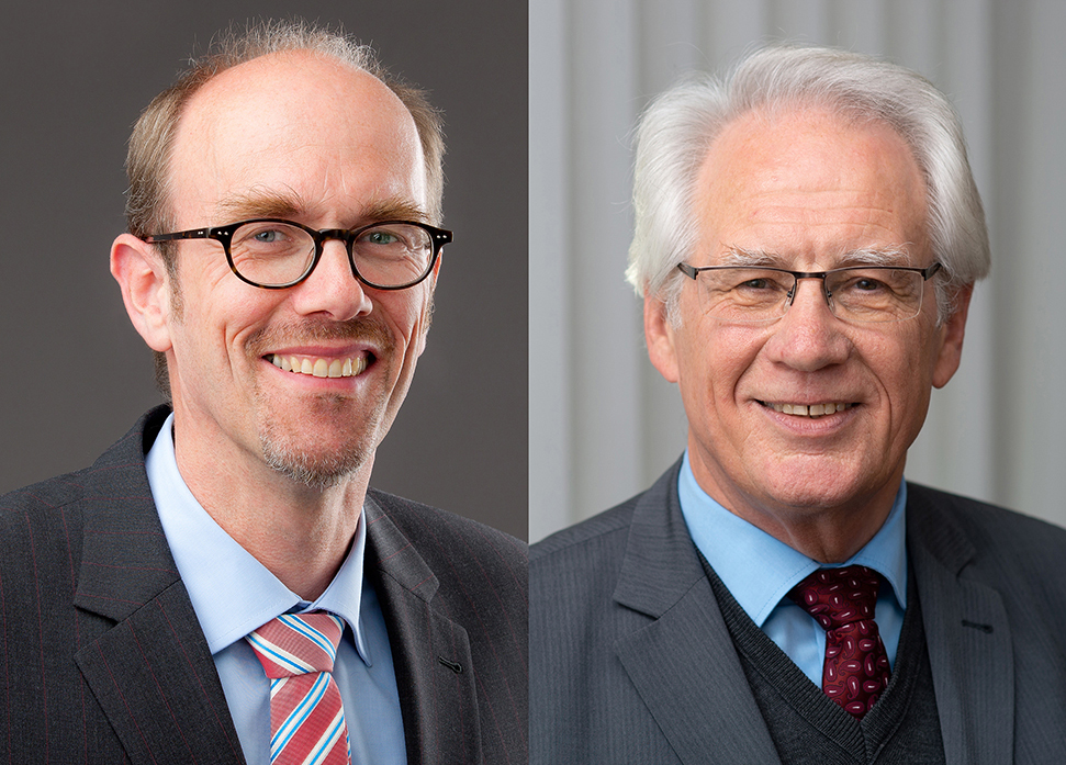 Portraitfotos von Prof. Dr. Wacker auf der linken Seite und Dr. Lange auf der rechten Seite.