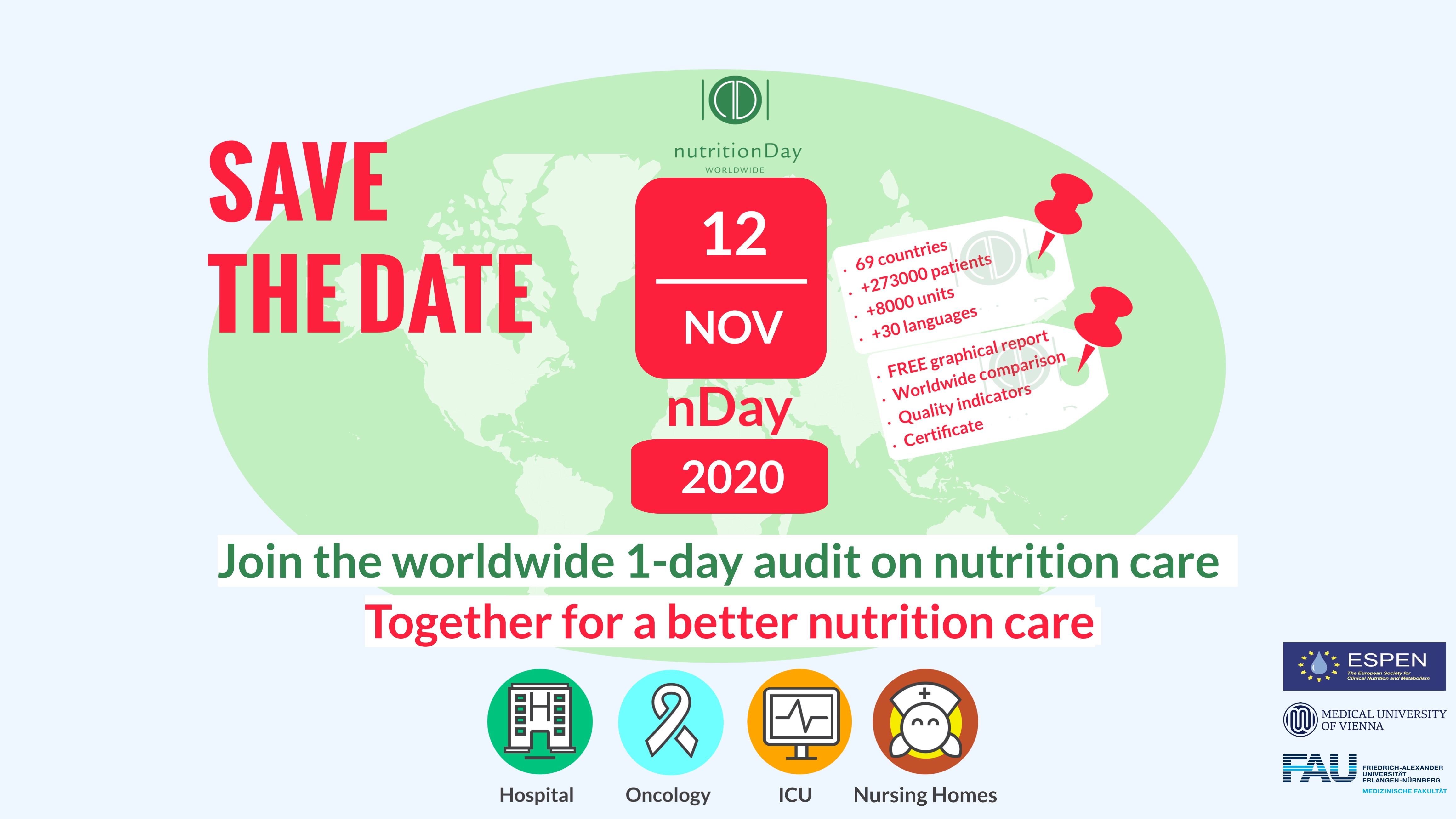 copyright: www.nutritionday.org Weltkarte mit Save the date am 12.11.2020 für den weltweiten Nutrition Day