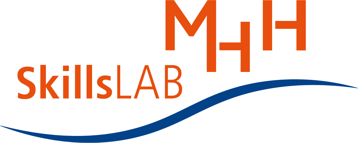 Logo SkillsLAB MHH mit geschwungener blauer Linie