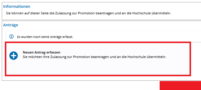 Neuen Antrag anlegen