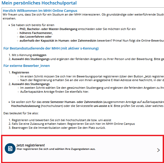 Startseite MHH Online Campus