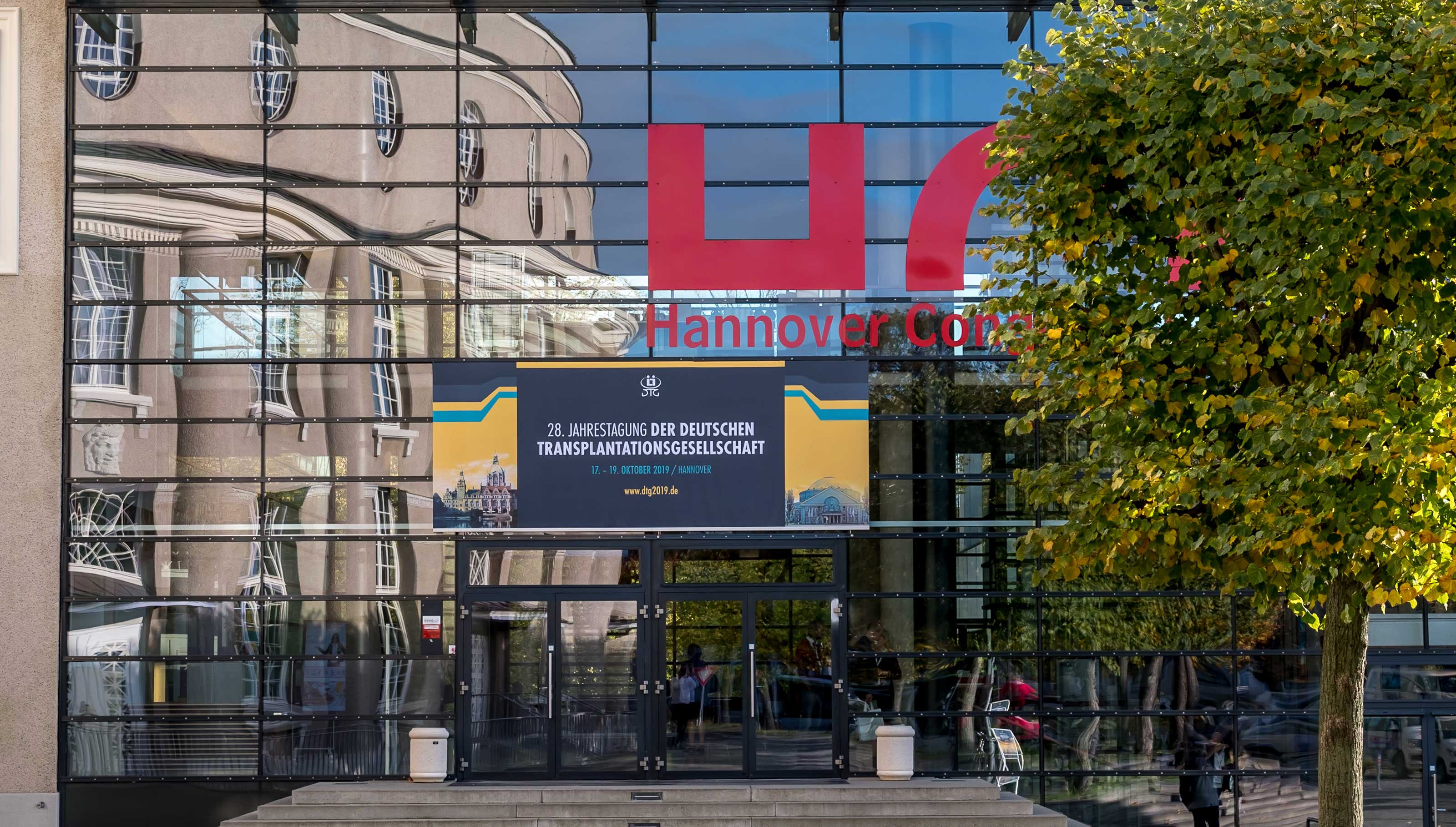 Eingang des Hannoverschen Congress Centrums zur Tagung der Deutschen Transplantationsgesellschaft (DTG) 2019; Copyright: Thomas Hauss/K.I.T. Group GmbH Dresden