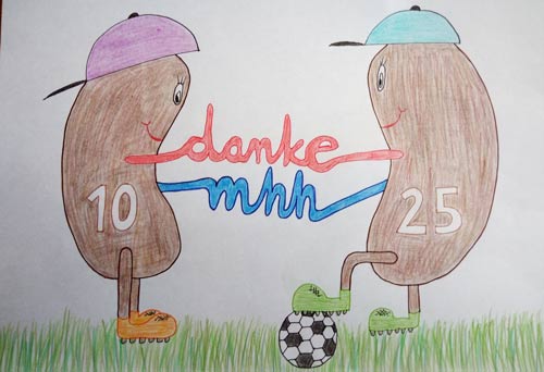 Müller und Robben: die beiden neuen Nieren. Ein selbstgemaltes Bild von Moses Mama. / Copyright: Katharina Lücke